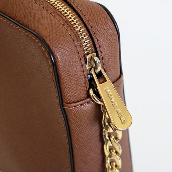 Michael Kors Brown/Tan Jet Set Large Saffiano Leather Crossbody Bag - Picture 5 of 12